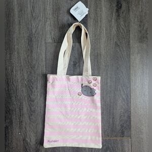 Pusheen Pink Striped Tote Bag